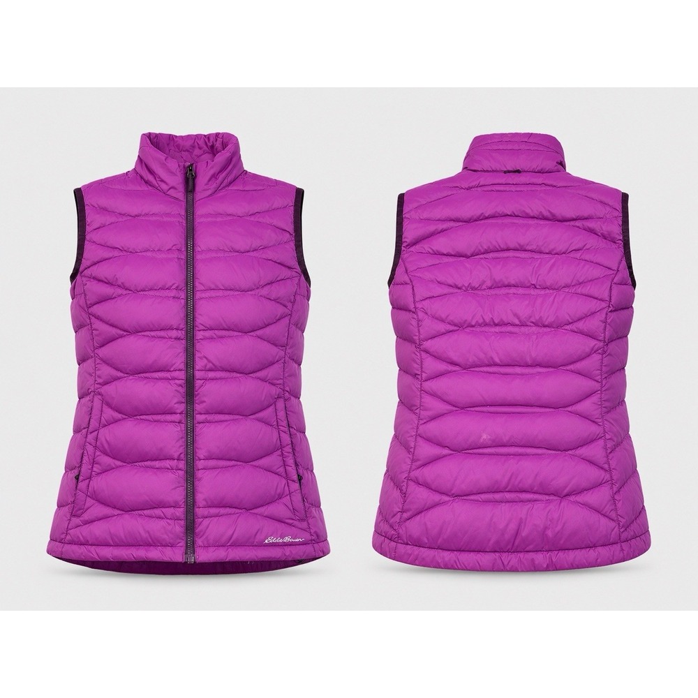 Eddie Bauer Womens small  Purple  Down Puffer Vest Quilted Full Zip packable